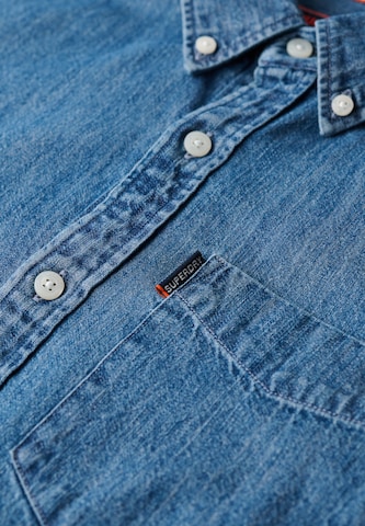 Superdry Regular fit Overhemd 'Essential' in Blauw