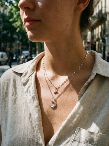 Nemomatheo Necklace 'Nachthimmel – Elegante Schichtkette mit Mond & Stern' in Silver