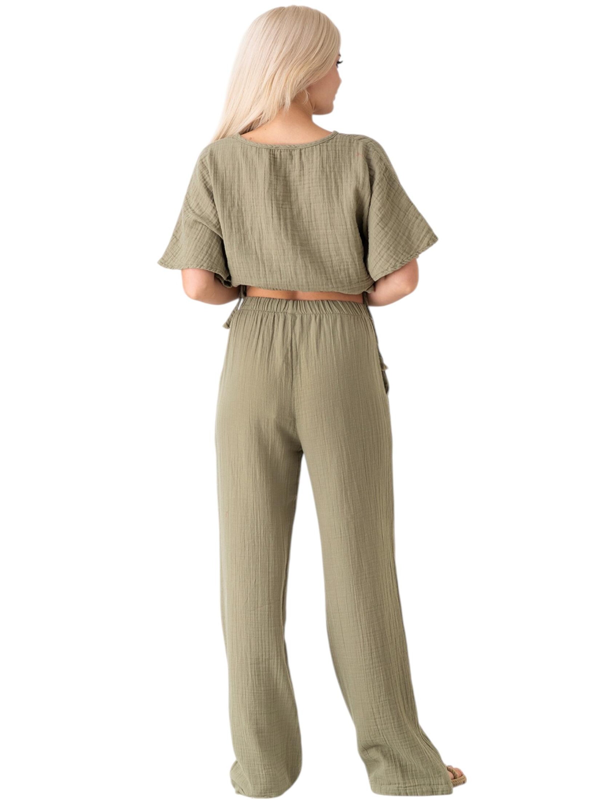 WENOR Wide Leg Bukser 'Eleni' i grøn