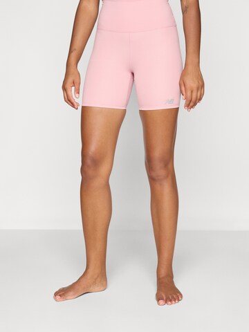 Skinny Pantalon de sport new balance en rose : devant