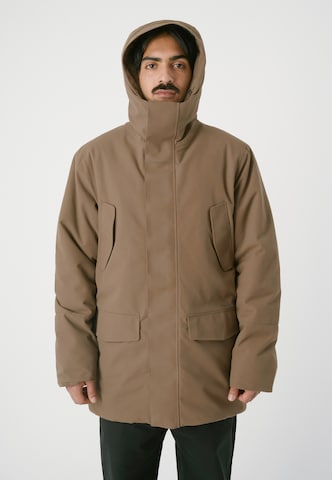 Cleptomanicx Winter Parka 'Reset' in Brown: front