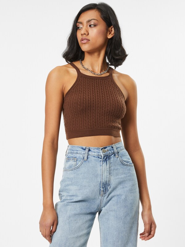 Cotton On - Top de punto en marrón: fren