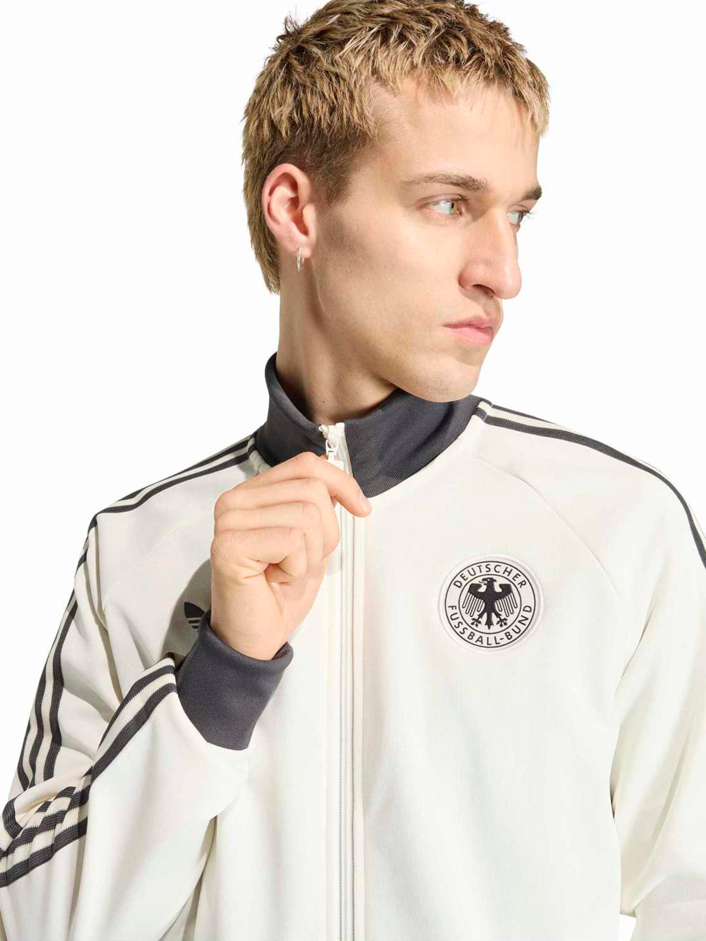 Bluză cu fermoar sport 'DFB' de la ADIDAS PERFORMANCE pe alb