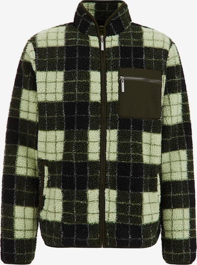 WE Fashion Fleece jas in de kleur Groen / Zwart, Productweergave