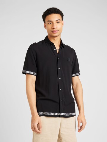 Coupe regular Chemise 'Ebor' HUGO en noir : devant