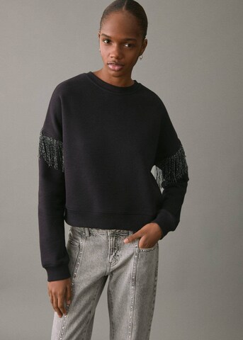 MANGO TEEN Sweatshirt 'Fringe' in Black: front