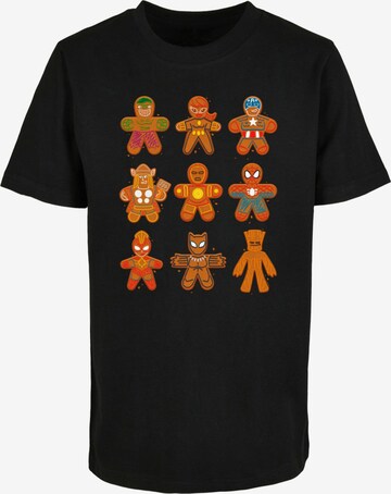 ABSOLUTE CULT Shirt 'Marvel Universe - Gingerbread Avengers' in Zwart: voorkant
