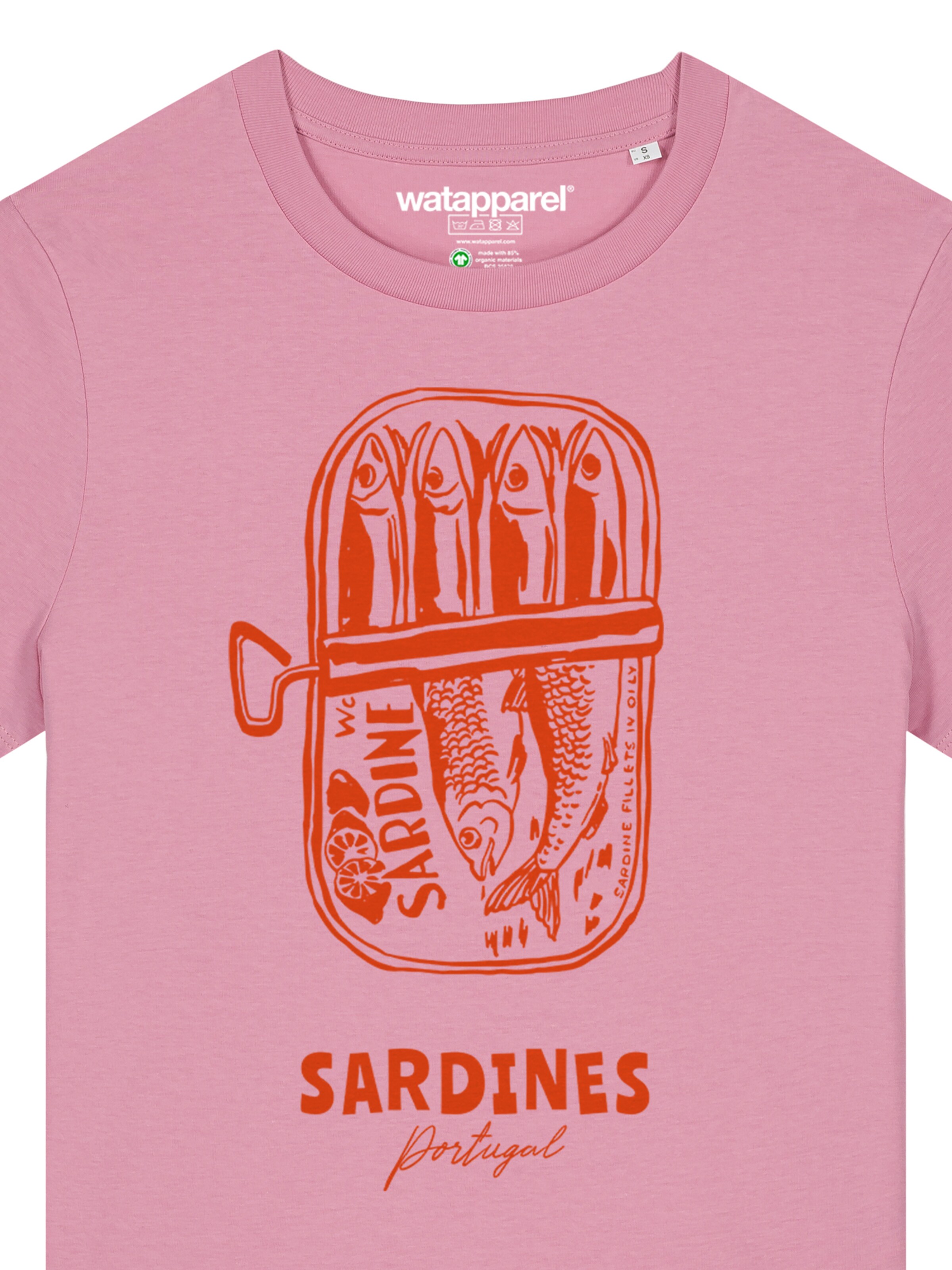 Maglietta 'Sardines Portugal' di Watapparel in rosa