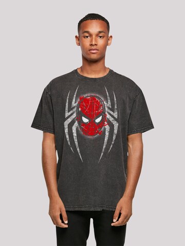 T-Shirt 'Marvel Spiderman Spider Mask' F4NT4STIC en noir : devant