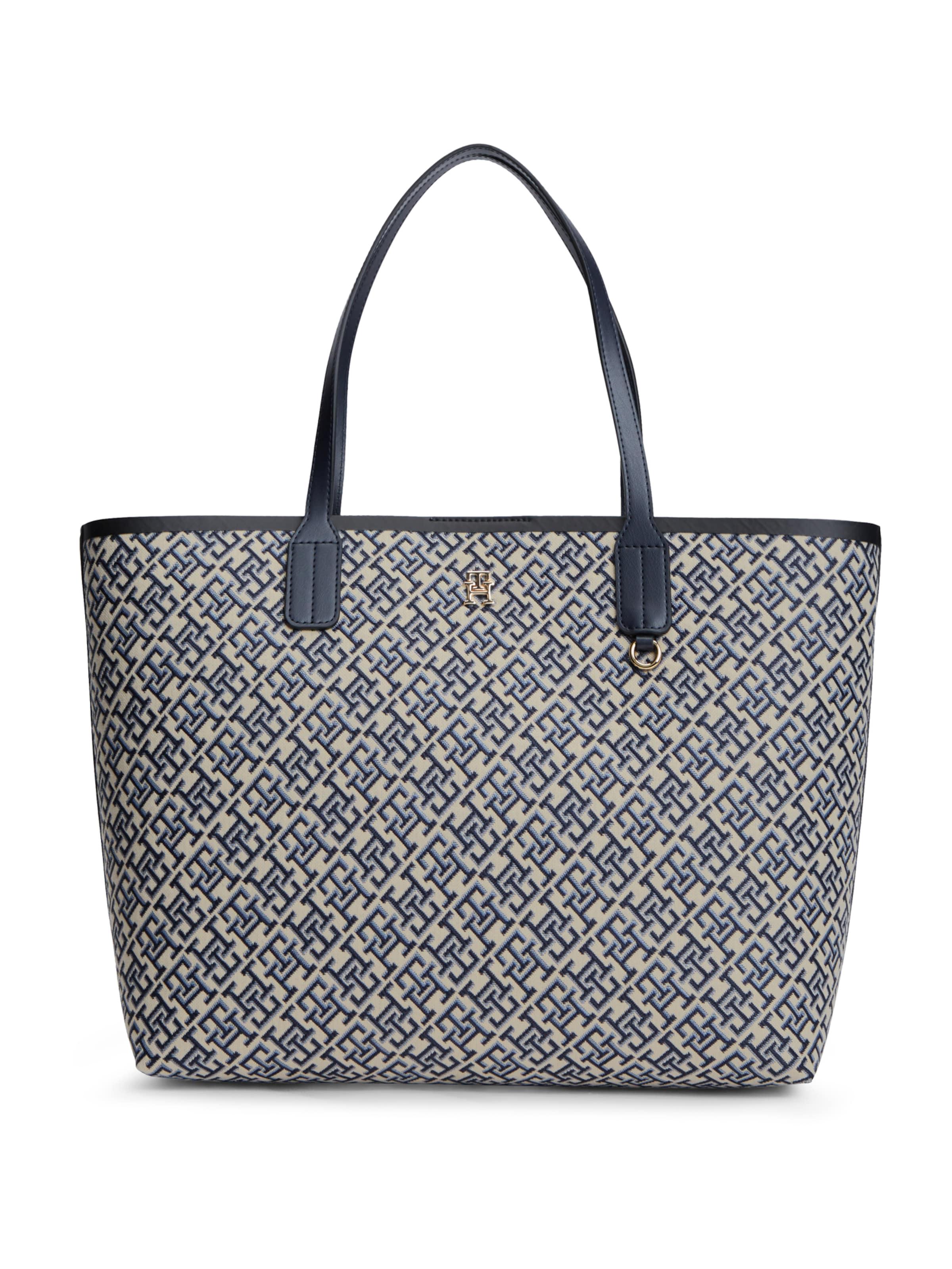 TOMMY HILFIGER "Shopper" tipa soma 'JACQUARD', krāsa - bēšs / tumši zils / debeszils, Preces skats