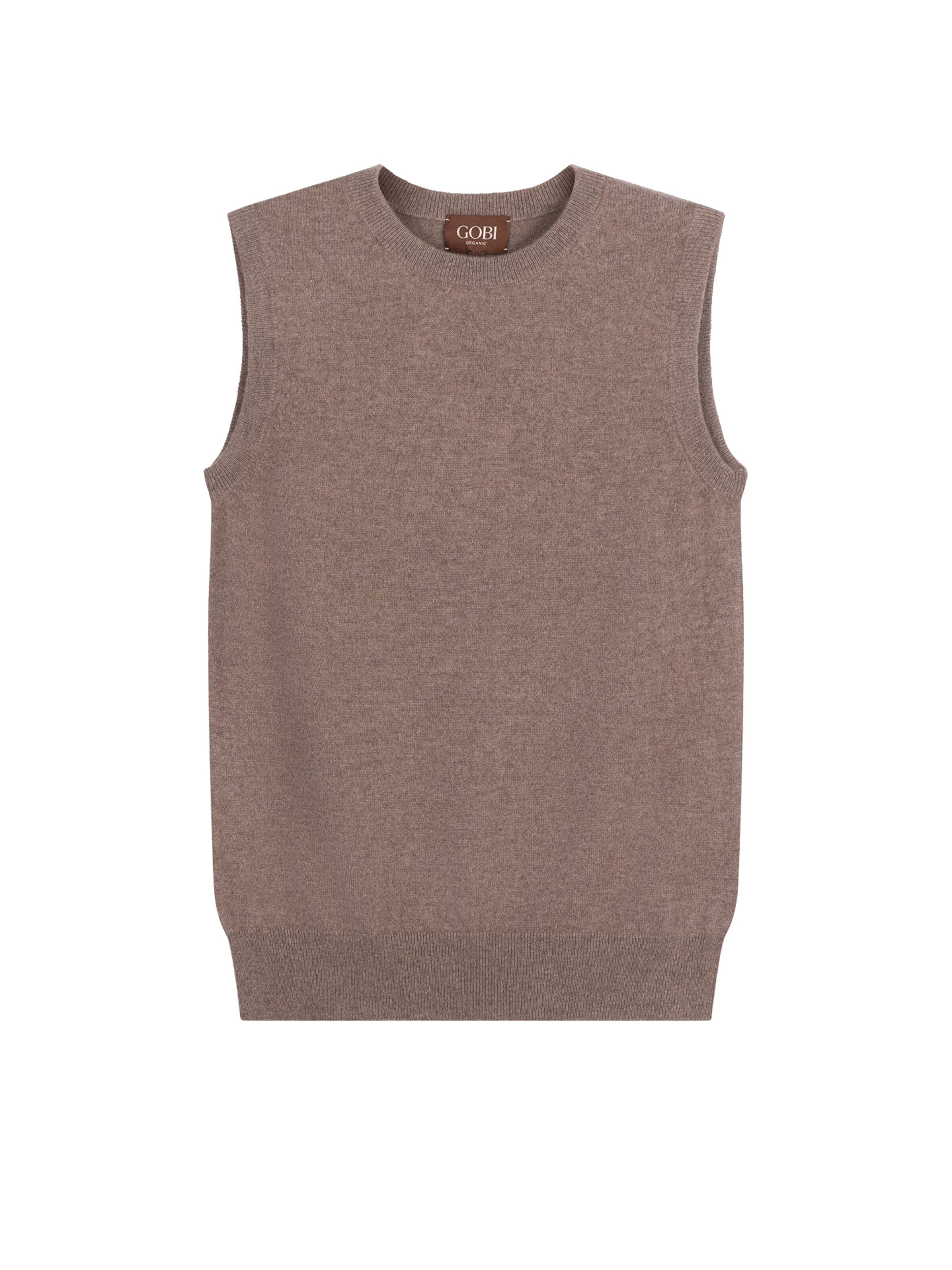 GOBI Cashmere Stickad väst 'Women's Timeless Cashmere Crewneck Vest' i S i taupe, Produktvy