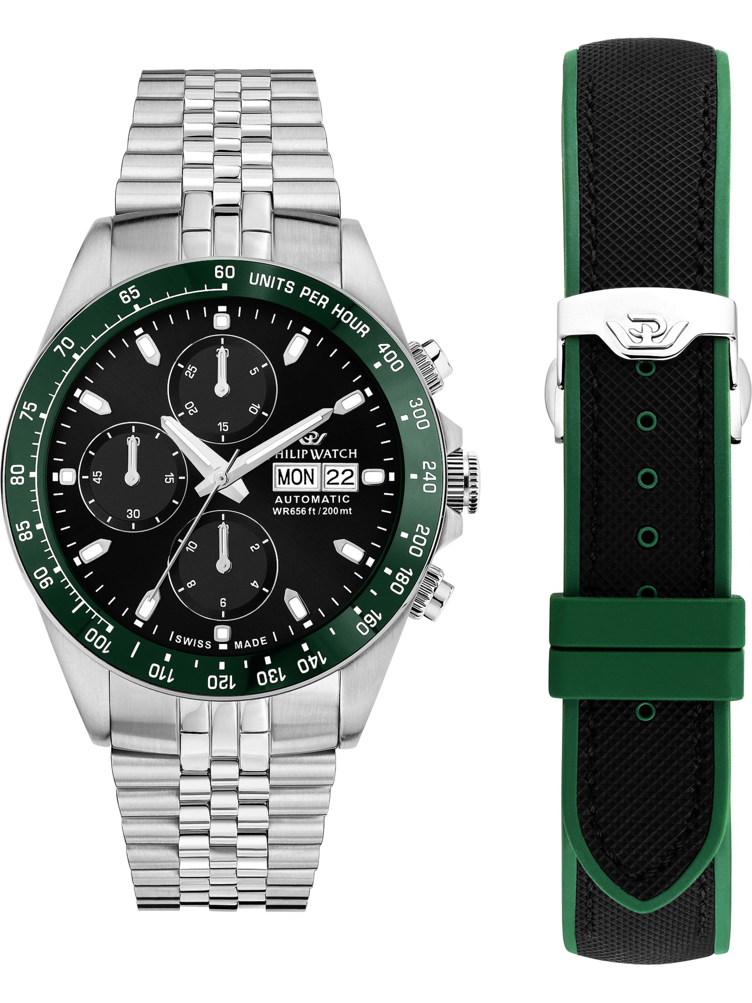 Philip Watch Analoguhr Set in Silber: Vorderseite