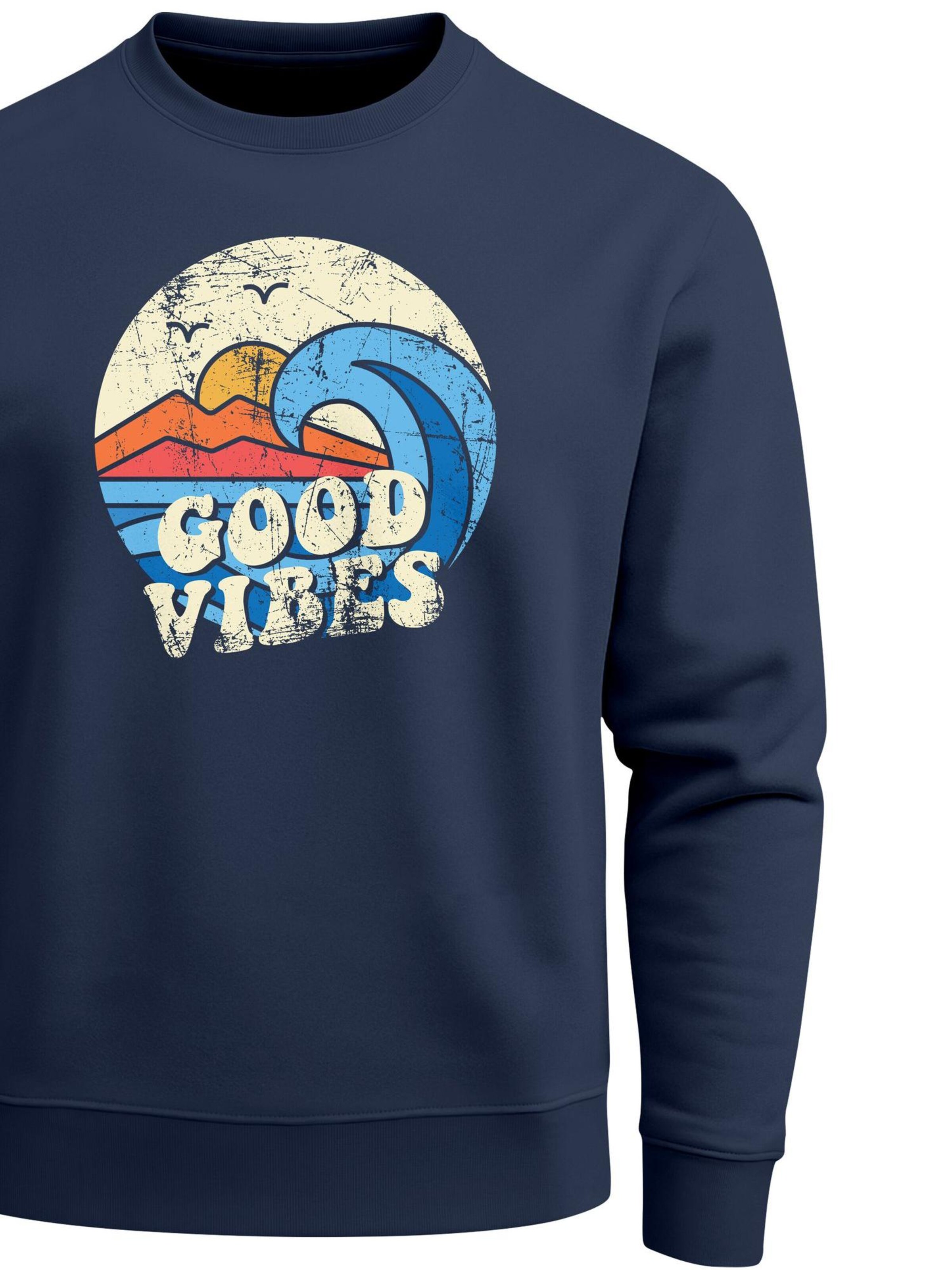 Neverless Sweatshirt 'Good Vibes'‌‌‌‌‌‌ in Blau