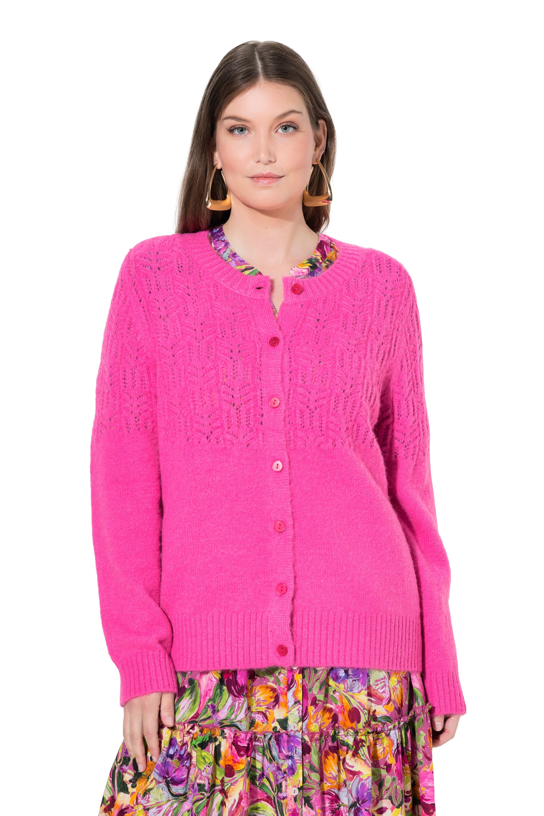 Ulla Popken Strickjacke in Pink: Vorderseite