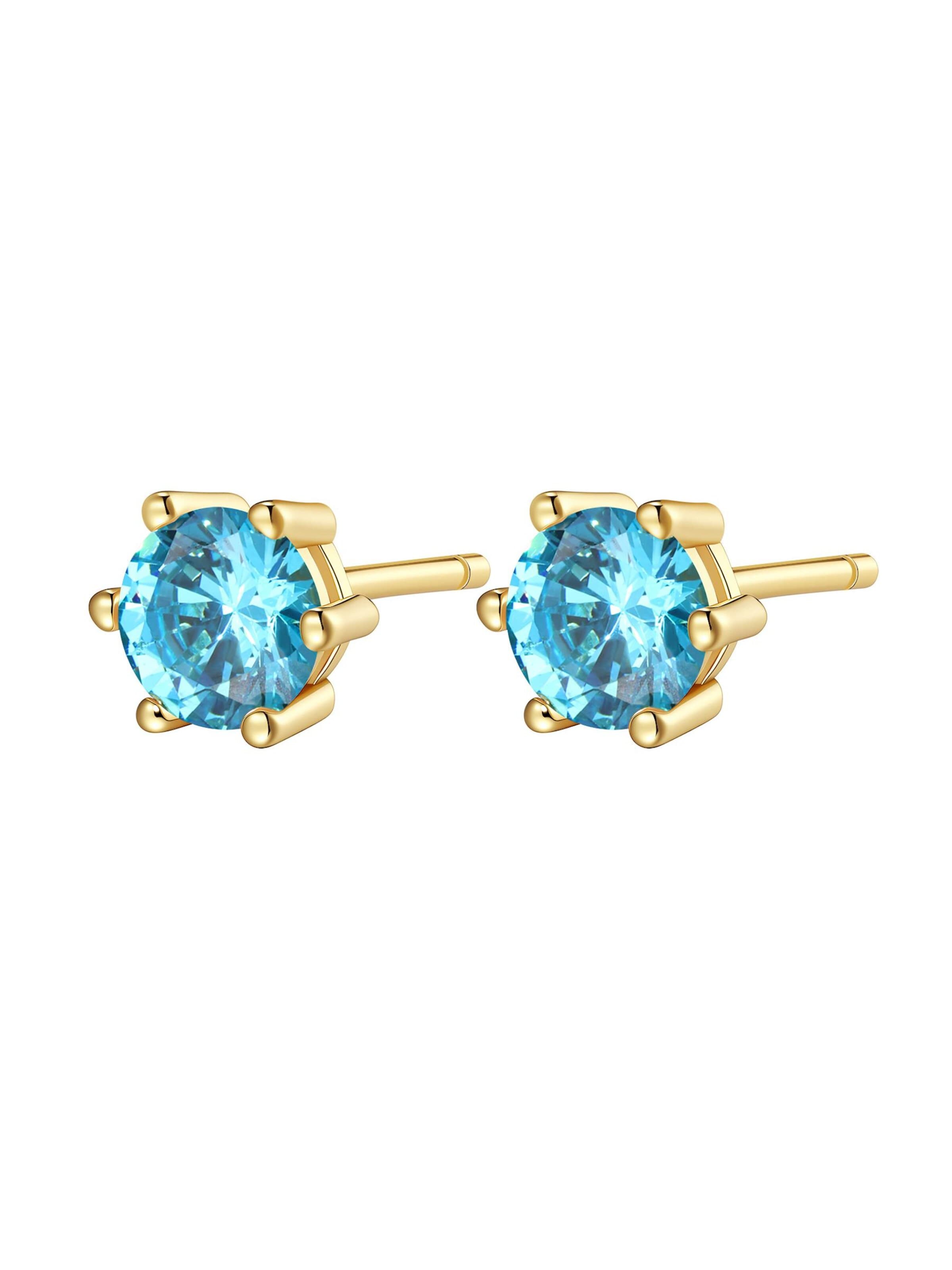 Hey Happiness Oorbellen 'Aquamarine Gemstone' in Goud