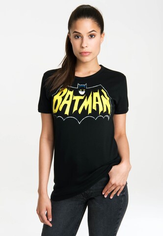 LOGOSHIRT Shirt 'Batman - Fledermaus' in Zwart: voorkant