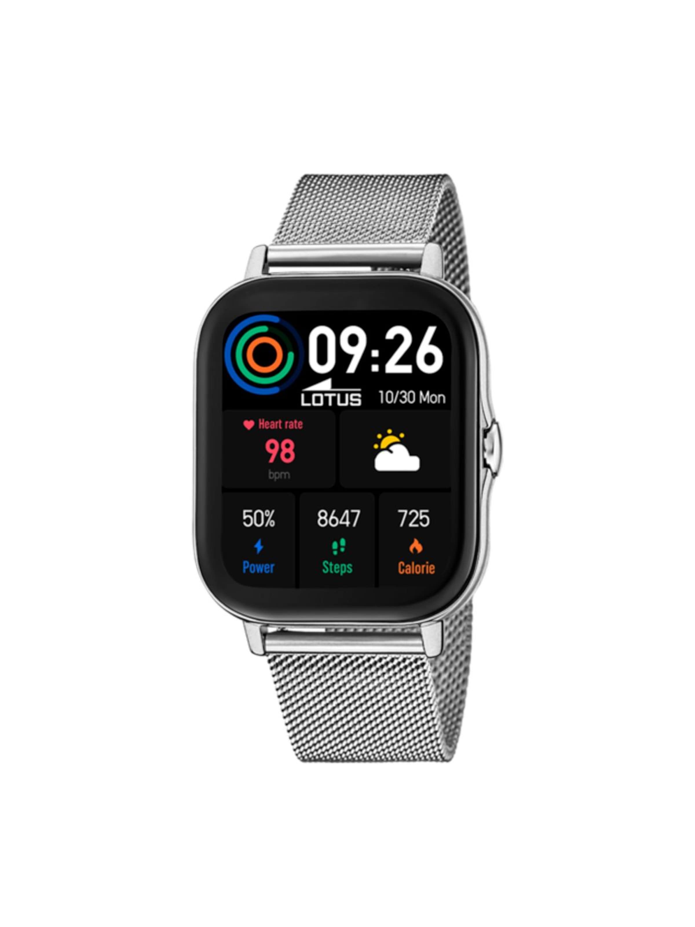 Montre digitale Lotus en argent : devant