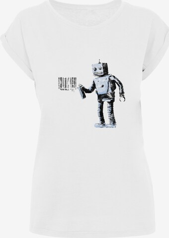 Merchcode T-Shirt 'Barcode Robot' in Weiß: predná strana