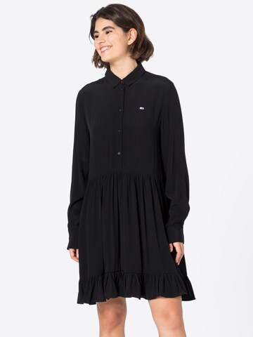 Tommy Jeans Shirt Dress in Black: front