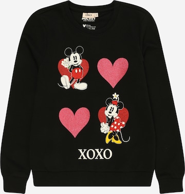 KIDS ONLYSweater majica 'MICKEY VALENTINE' - crna boja: prednji dio