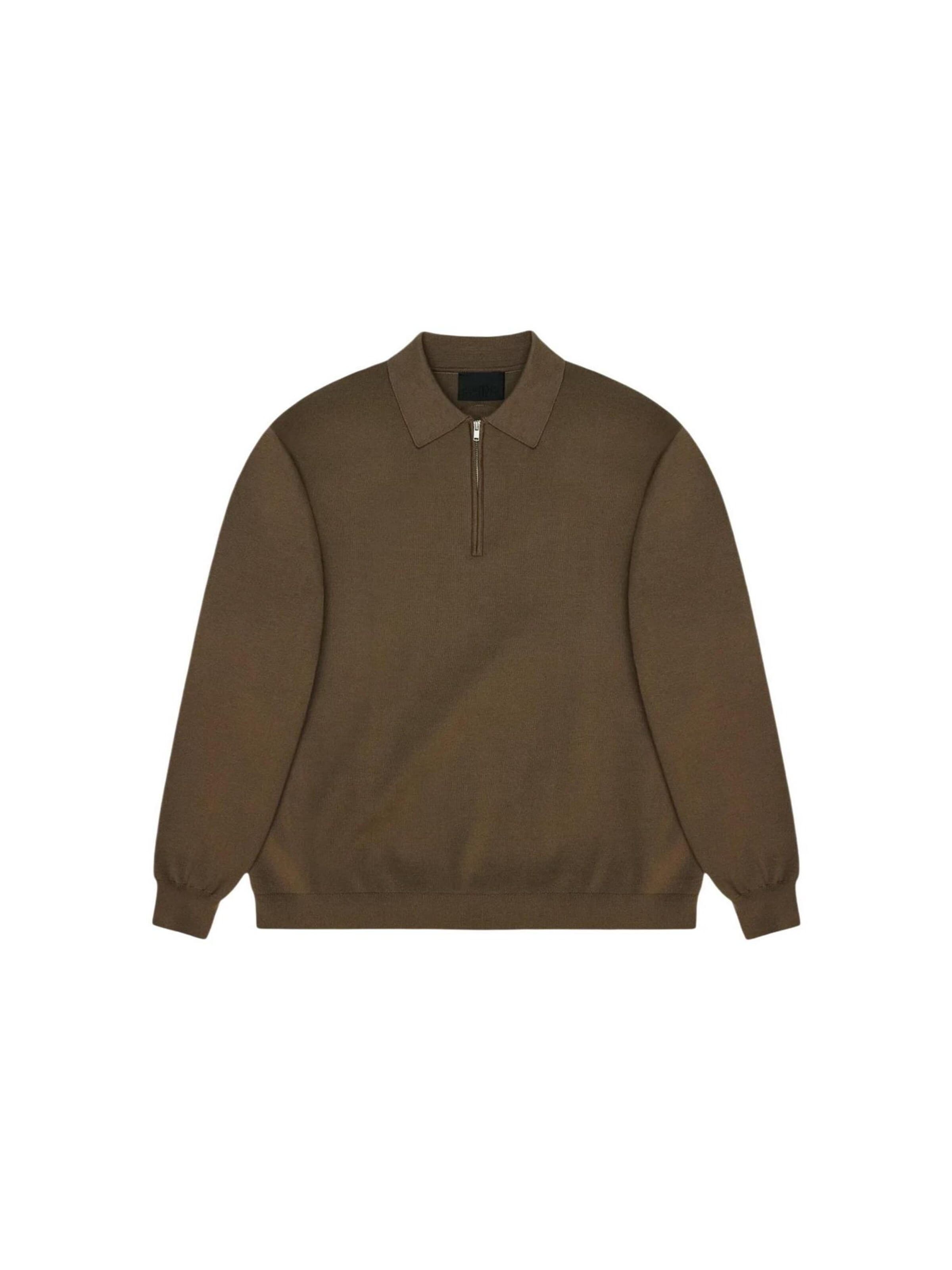 RAINS Sweater 'Long Sleeve Polo 10410' in Brown: front