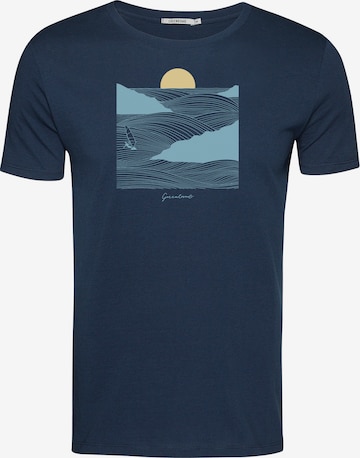 GREENBOMB T-Shirt 'Surf Cliff Guide' in Blau: Vorderseite