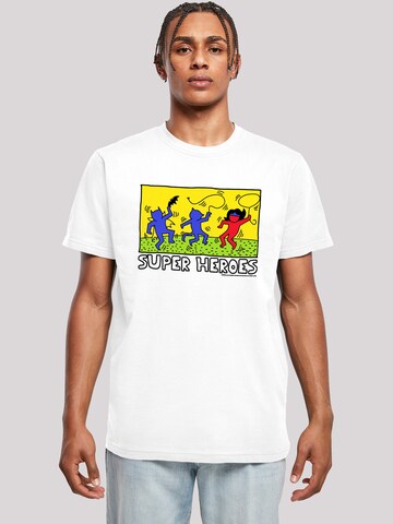 F4NT4STIC Shirt 'Batman Pop Art' in Wit: voorkant