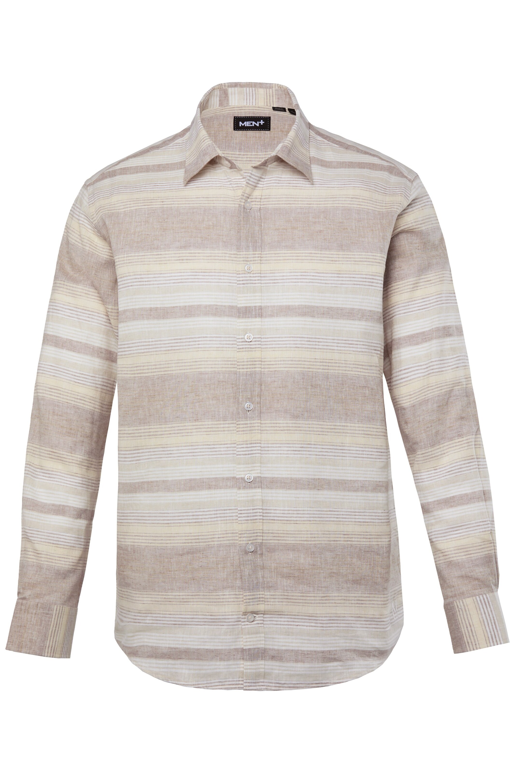 Men Plus Comfort fit Overhemd in Beige: voorkant