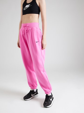 Nike Sportswear Дънки Tapered Leg Панталон 'PHOENIX FLEECE' в розово: отпред