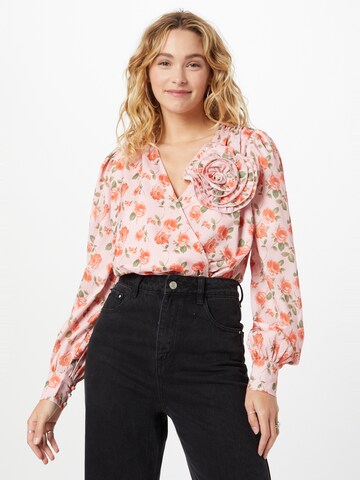 In The Style Blouse bodysuit 'LORNA' in Pink: front