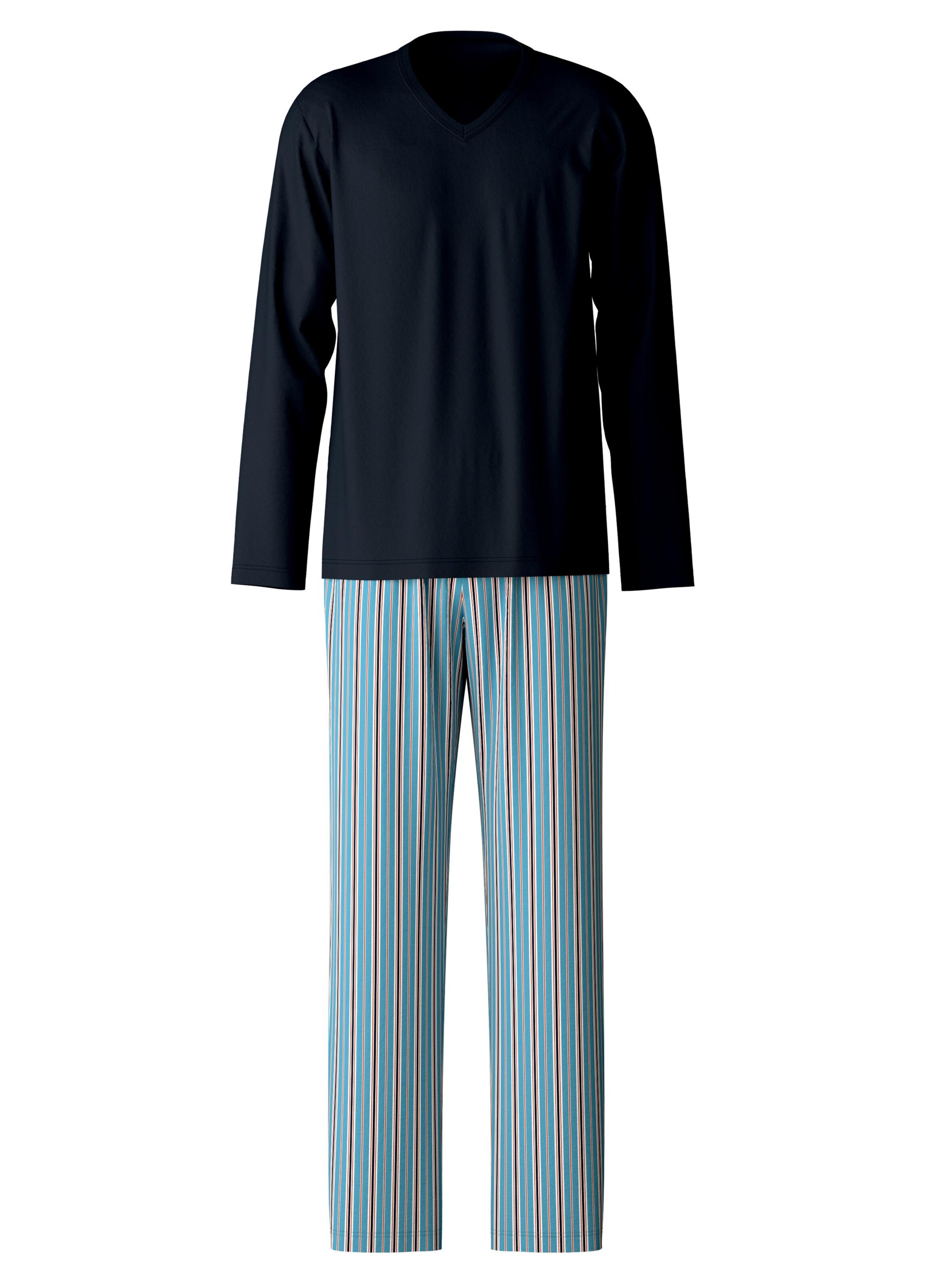 CALIDA Pyjama lang 'Cotton Special'‌‌ in Blau: Vorderseite