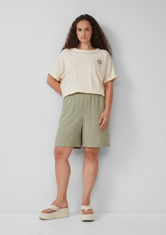 QS Wide leg Trousers in Green: front