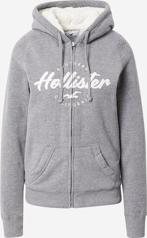 HOLLISTER Zip-Up Hoodie in Grey: front