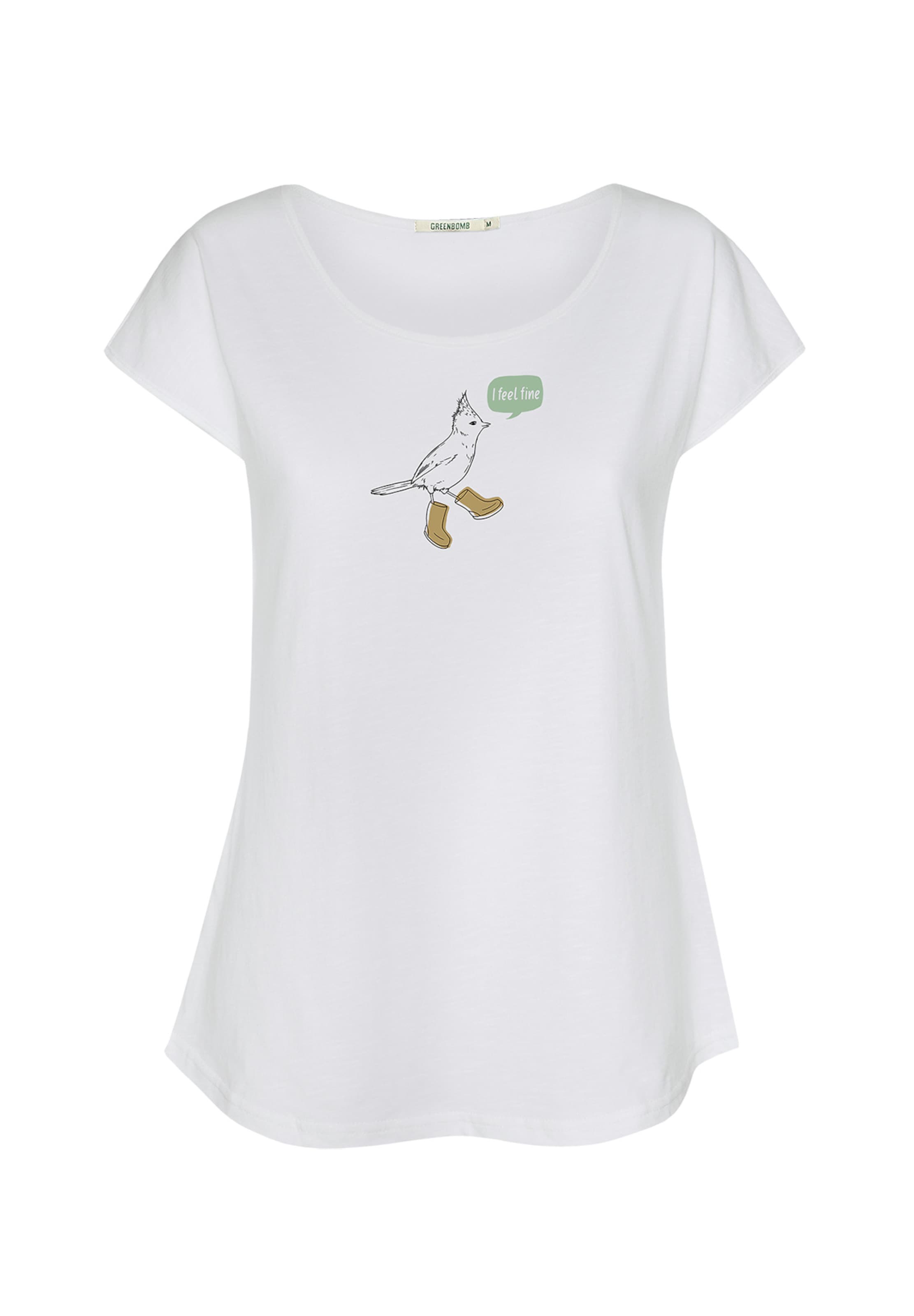 GREENBOMB Shirt 'Animal Bird Fine' in Wit: voorkant