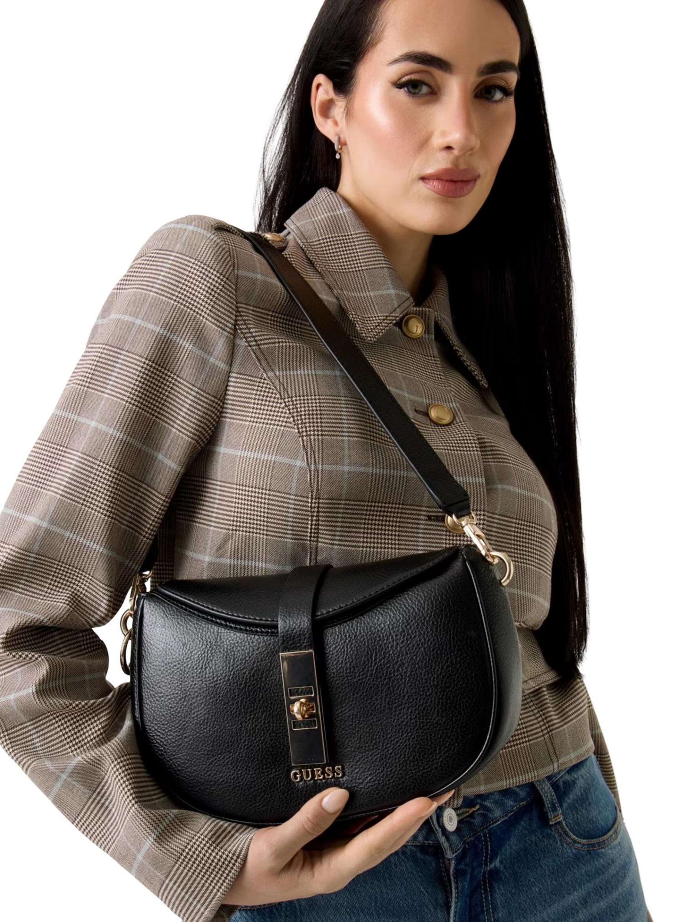 GUESS Shoulder bag 'BROOKE SHOULDER BAG HWBG98 97180' in Black: front