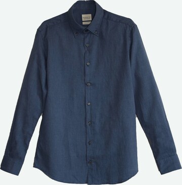 Black Label Shirt Regular fit Zakelijk overhemd 'MELANGE' in Blauw: voorkant