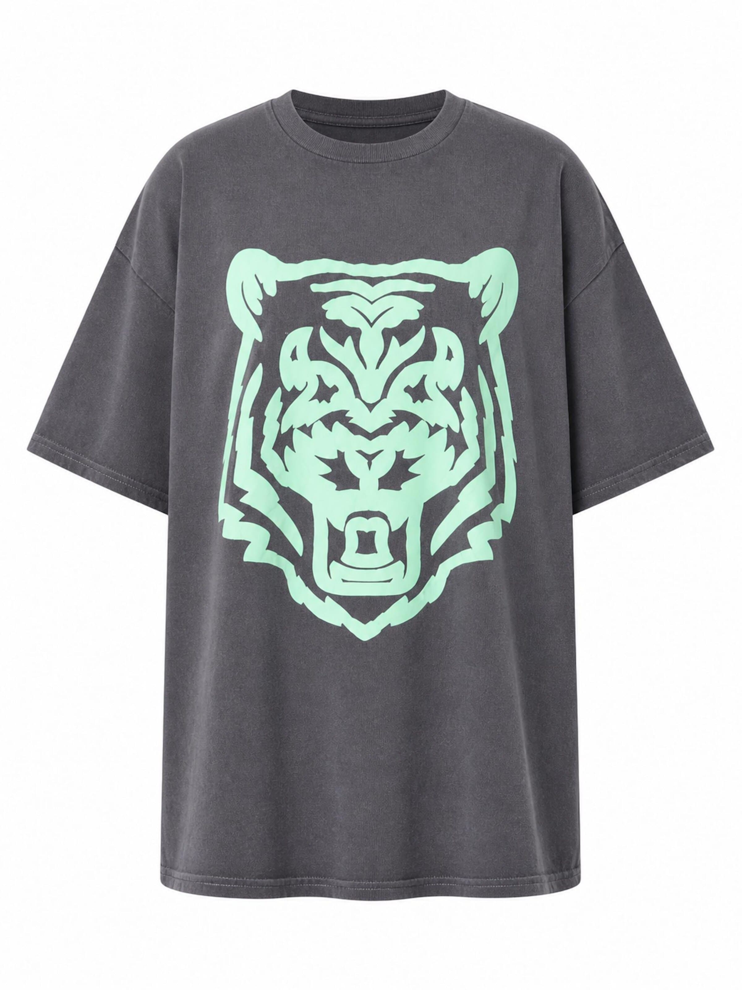 Worldclassca Oversizeshirt 'Oversize T-Shirt "Tiger"'‌ in Grau: Vorderseite