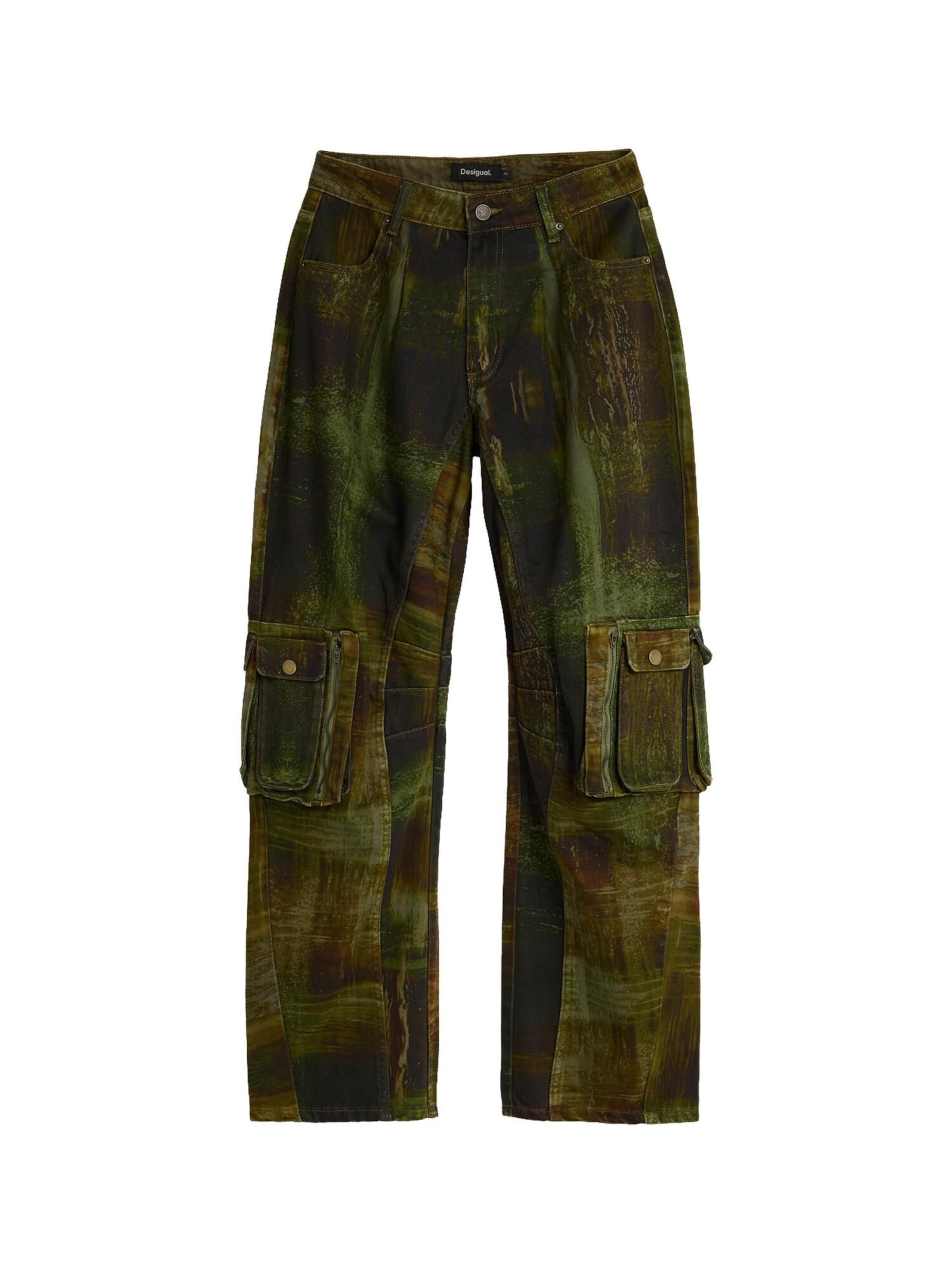Desigual Regular Broek in Groen: voorkant