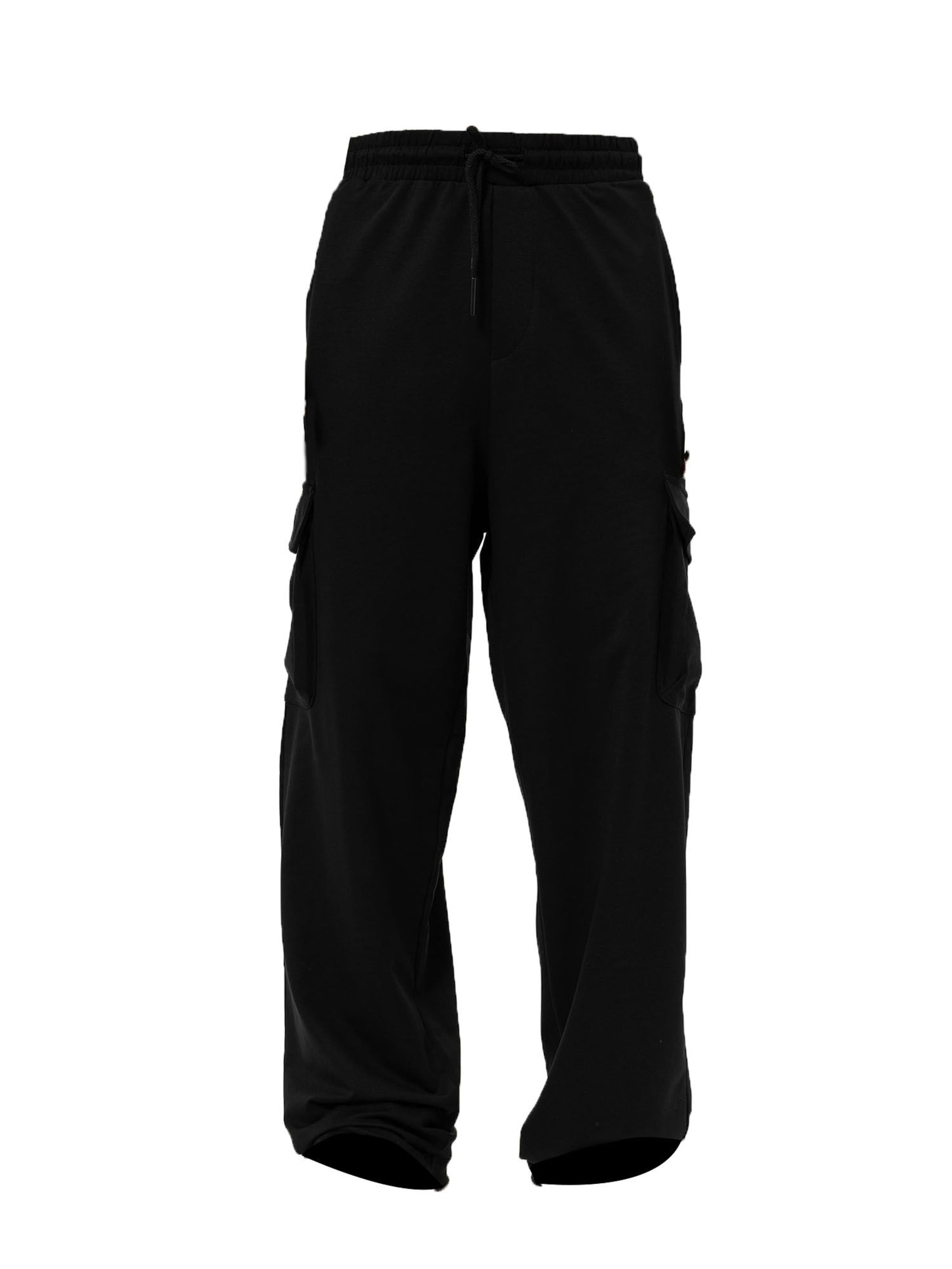 melns VAMOS CLO Vaļīgs piegriezums Kargo bikses: no priekšpuses