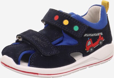 SUPERFIT Отворени обувки 'Boomerang' в синьо / морскосиньо / жълто / ярко червено, Преглед на продукта