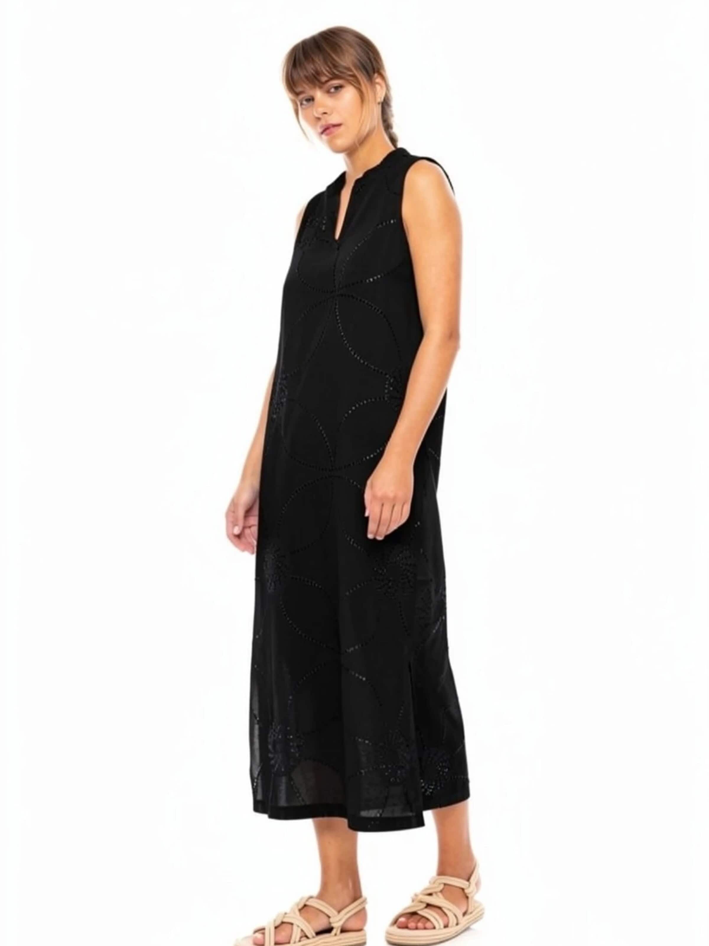 Pink Label - Vestido de verão 'BEACHWEAR MOON EMBRODERY' em preto
