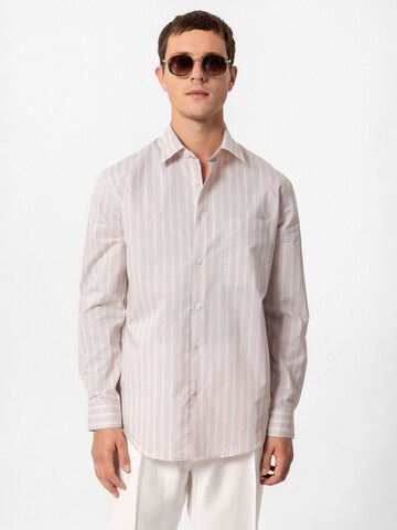 Coupe regular Chemise 'Mattia' Antioch en beige : devant