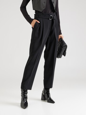 BOSS Regular Pleat-Front Pants 'Tapiah' in Black: front