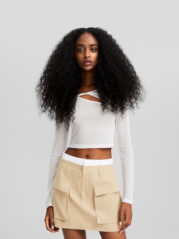 Jupe Bershka en beige : devant