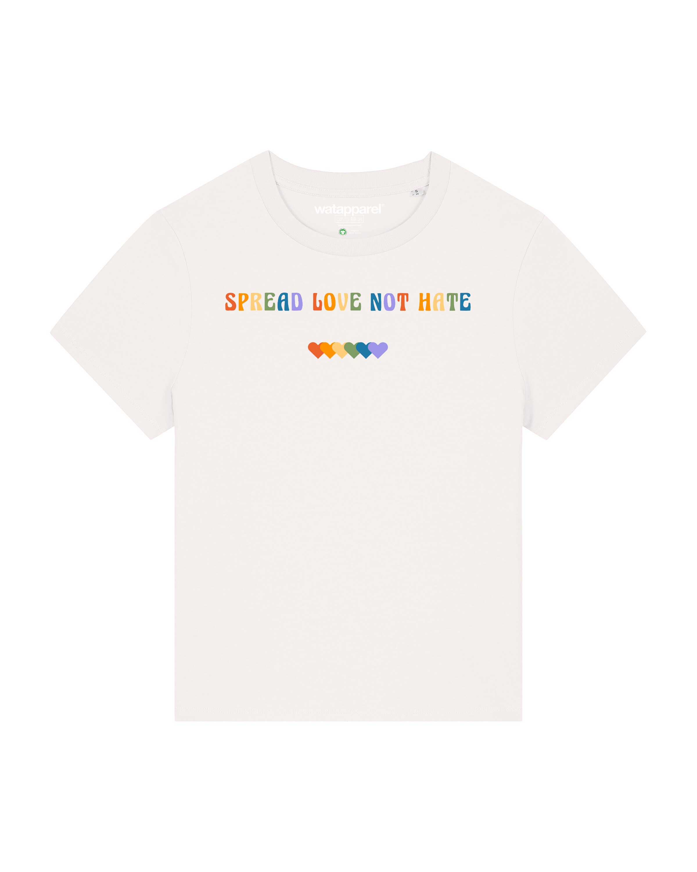 T-shirt ' Spread Love not Hate ' Watapparel en blanc : devant