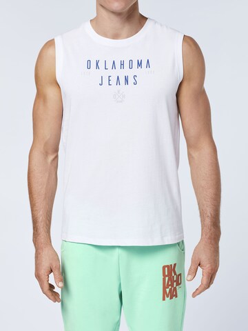 Oklahoma Jeans Shirt ' aus Jersey ' in White