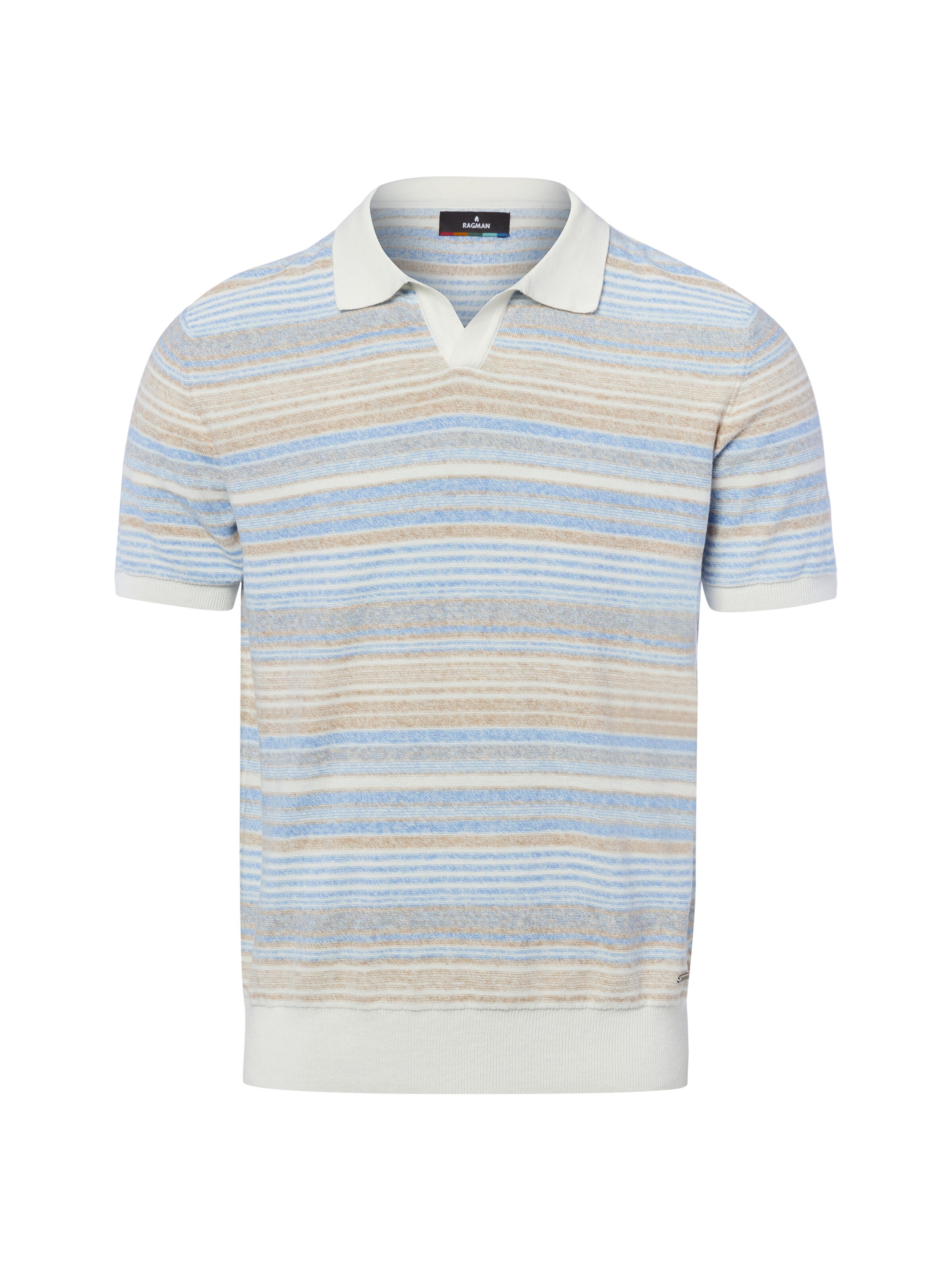 Ragman Strick-Poloshirt in Blau: Vorderseite