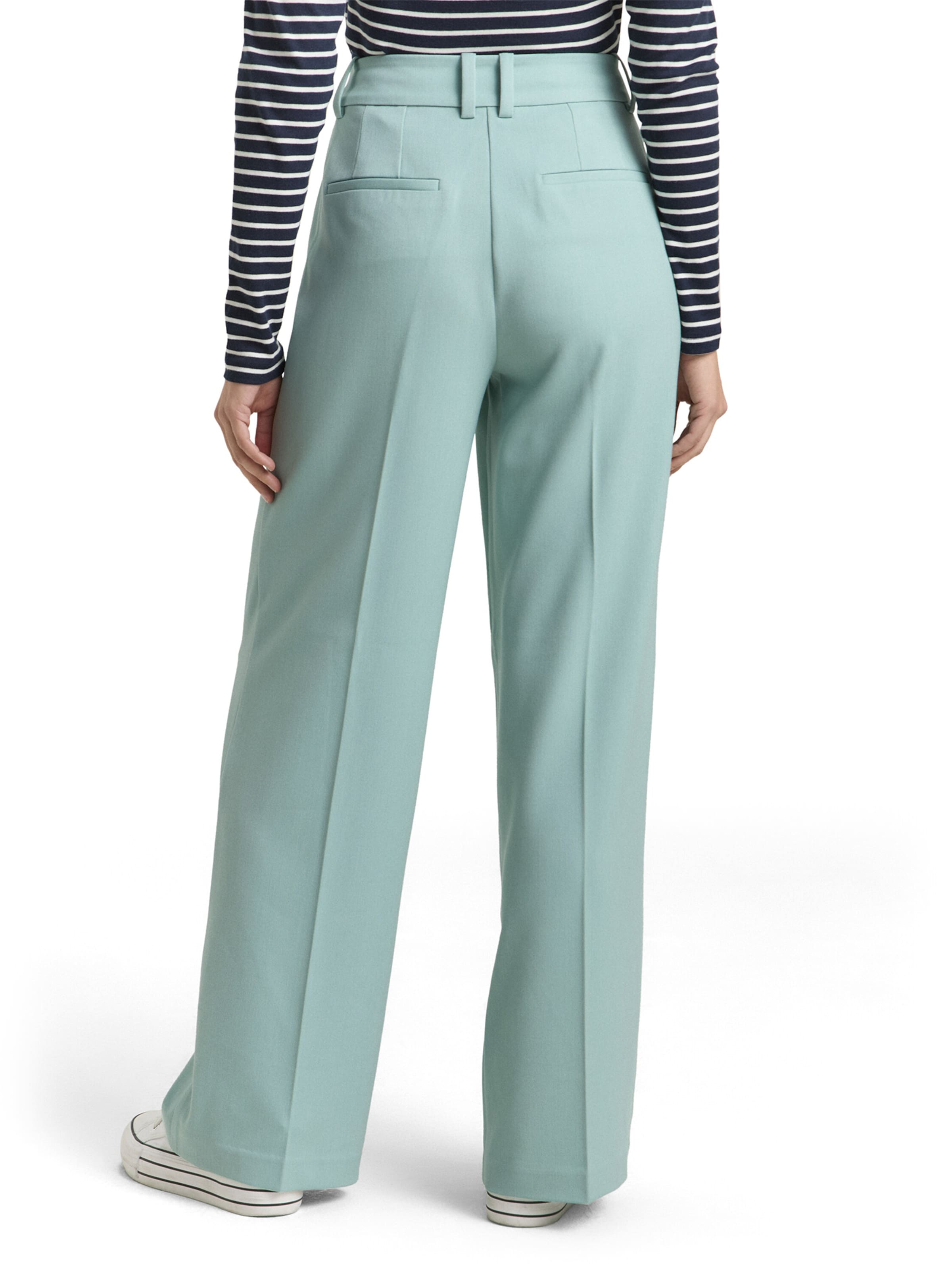 TOM TAILORWide Leg/ Široke nogavice Hlače na crtu 'Lea' - zelena boja