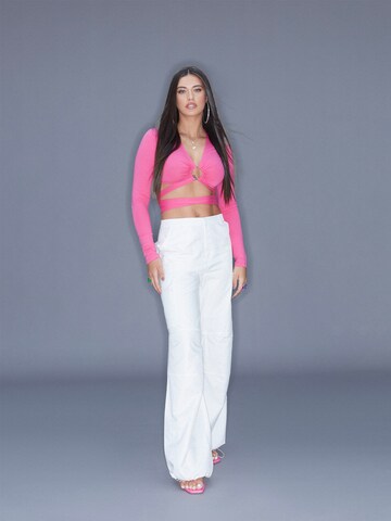 Wide leg Pantaloni cargo 'Sina' di ABOUT YOU x Antonia in bianco: frontale