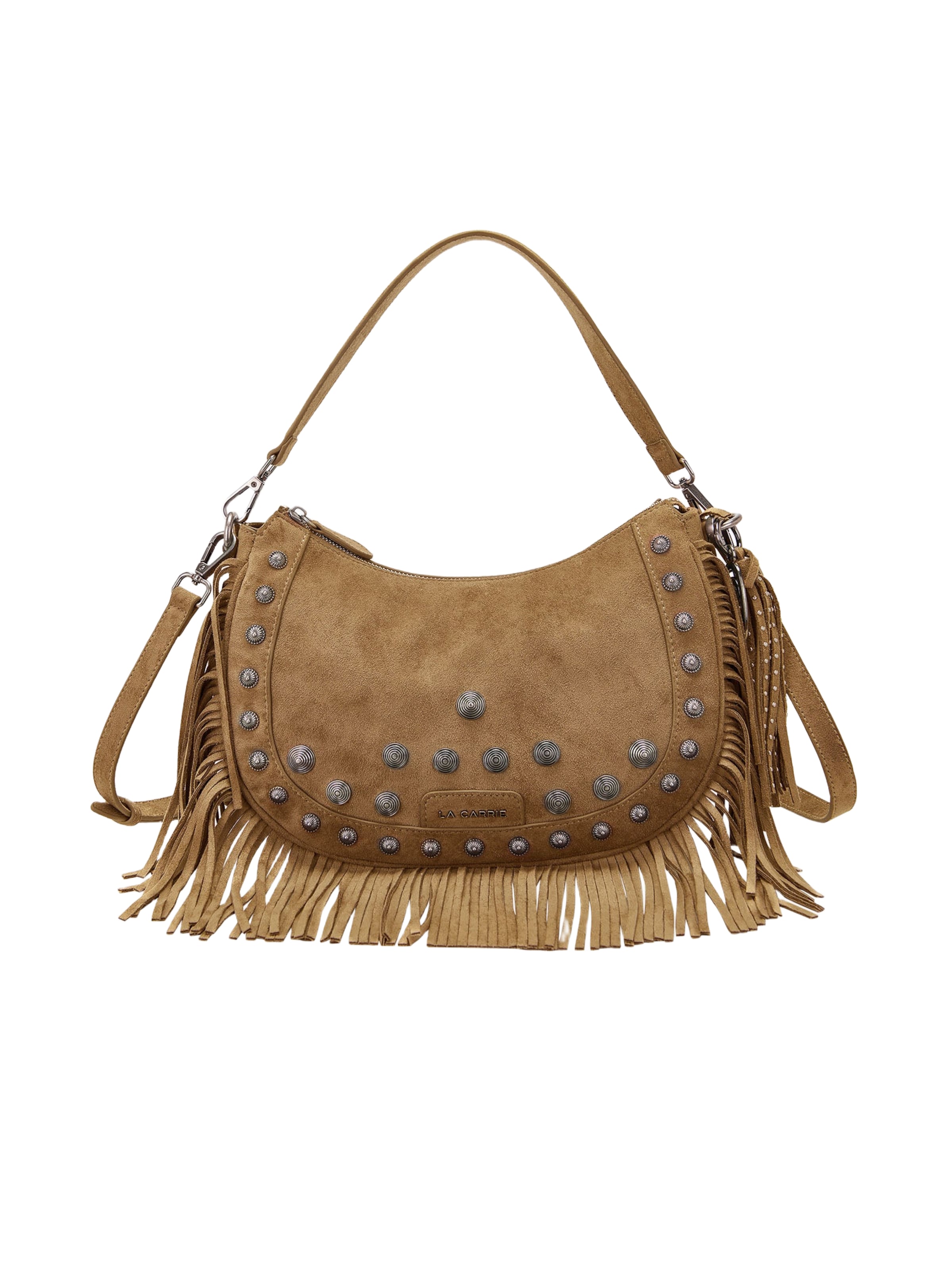 Borsa a tracolla di La Carrie in beige: frontale